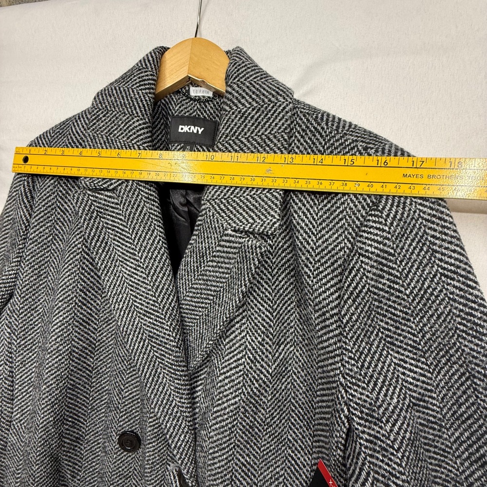 DKNY Women's‎ Herringbone Double Breasted Wool Blend Coat XL - Picture 4 of 16